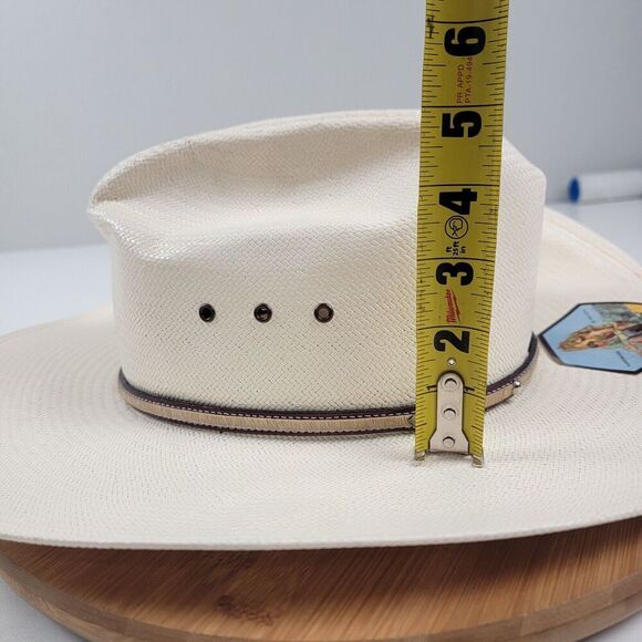 Stetson 10x Spartan Natural Straw Round Oval Western Cowboy Hat 7 1/4 NWD - Picture 16 of 16